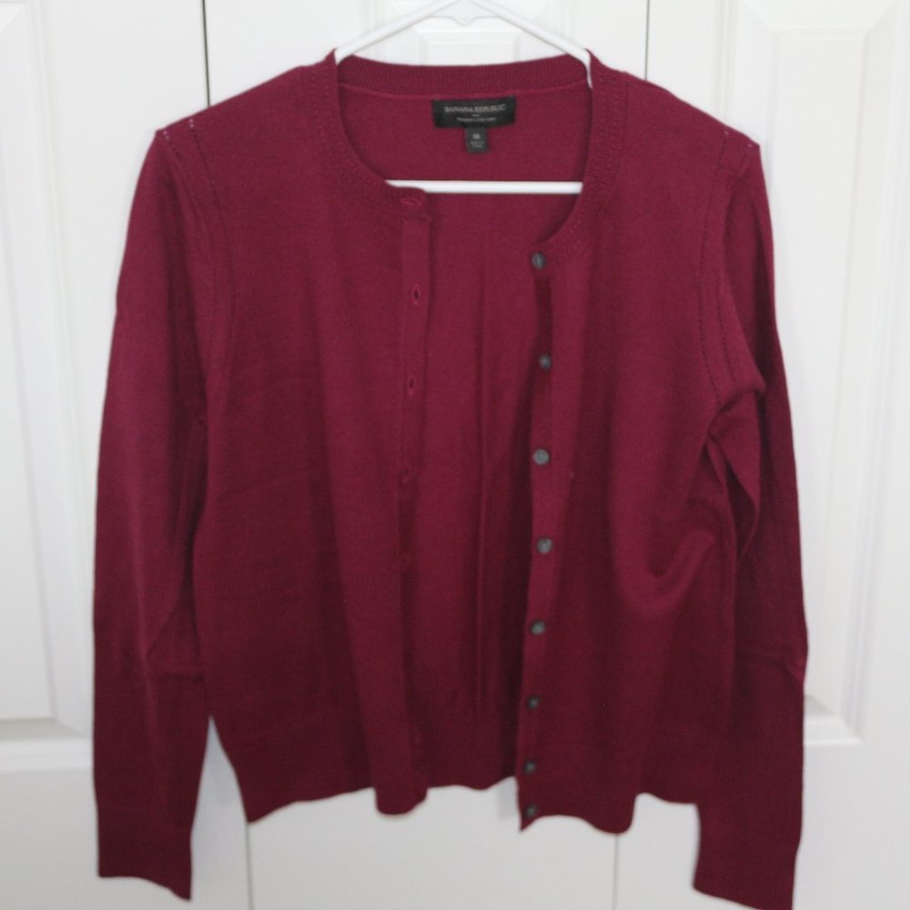 Banana Republic Maroon/Purple Cardigan Size Medium